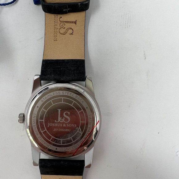 NWT $365 Joshua & Sons Watch Mens JX135 Round Blue Dial Leather Band - Picture 6 of 7